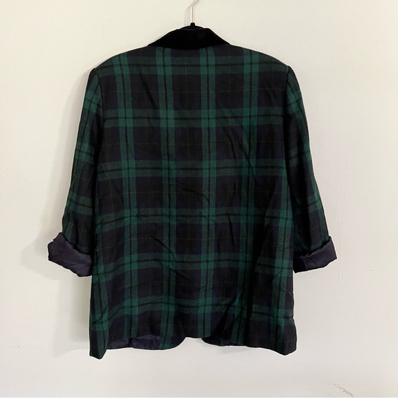 Vintage green plaid wool blend blazer - Picture 2 of 6